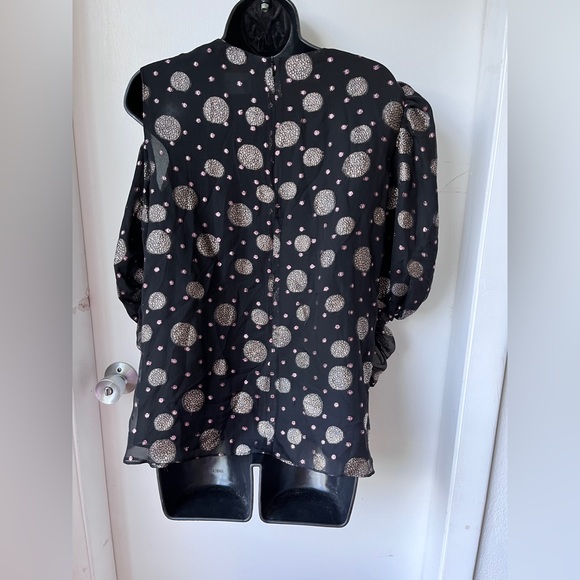 The Kooples Tutti Frutti Spots Silk Single Cold Shoulder Blouse Top size S - Picture 11 of 13